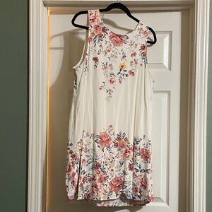 Xhilaration Floral Midi Dress - Cream and Pink